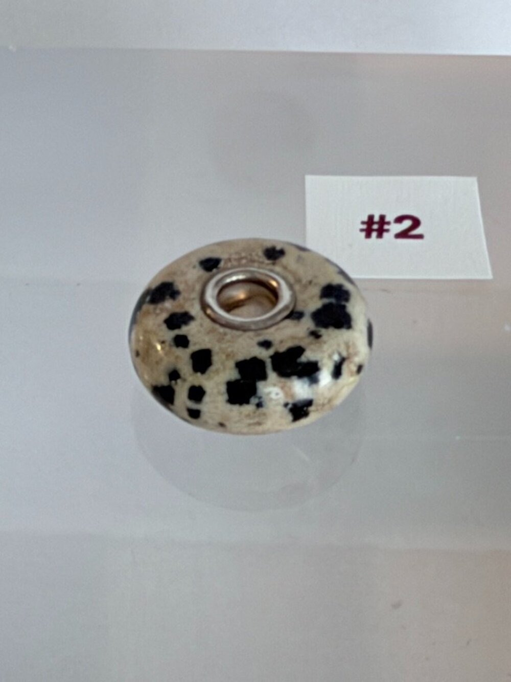 Trollbeads Dalmation Jasper Stone Bead Cream Black Gemstone (Bead #2)